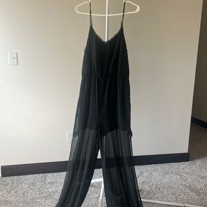 Elegant BCBG Black Women's Sheer Romper